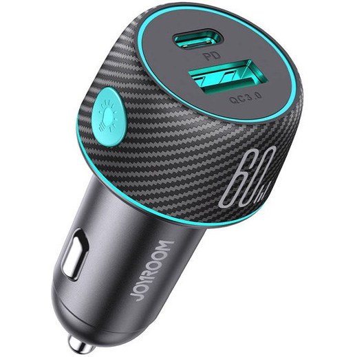 شارژر فندکی فست شارژ دو پورت 60وات جویروم JOYROOM CAR CHARGER 60W JR-CCN01