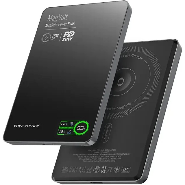 پاوربانک وایرلس چند کاره 5000 پاورولوژی Powerology MagVolt PPBCHA62BK